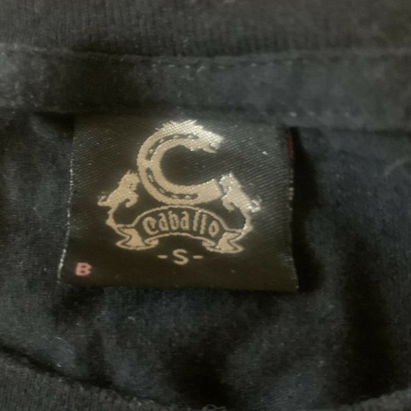 Caballo Cat Print T-Shirt Samurai Small Black - Picture 4 of 5